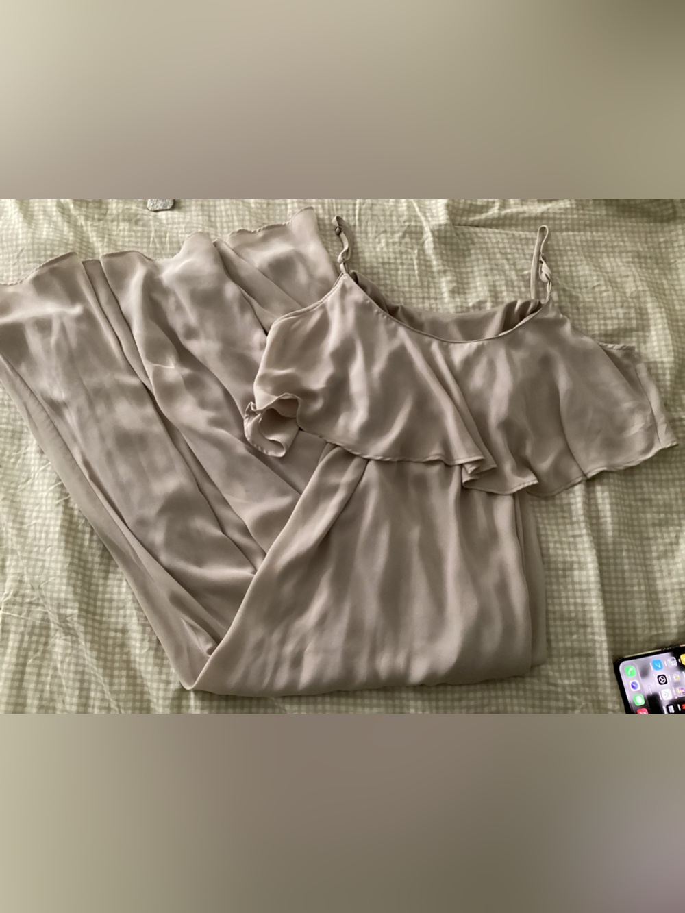 Show Me Your MuMu Off-Shoulder Ruffle long dress in Light Beige